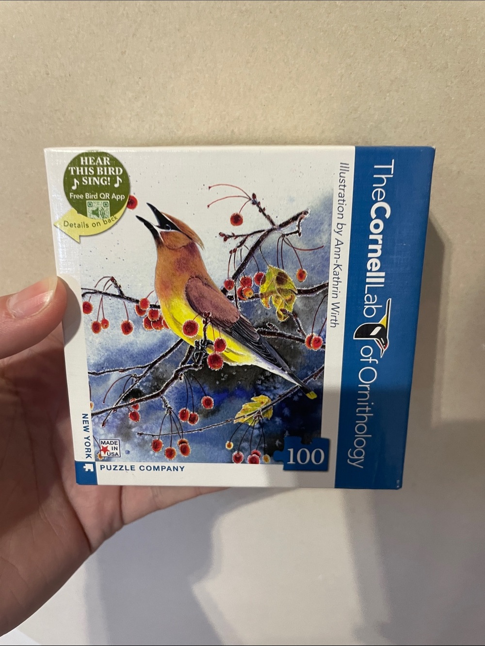 New York puzzle company Cedar Waxwing Bird Puzzle - Yellow/Brown